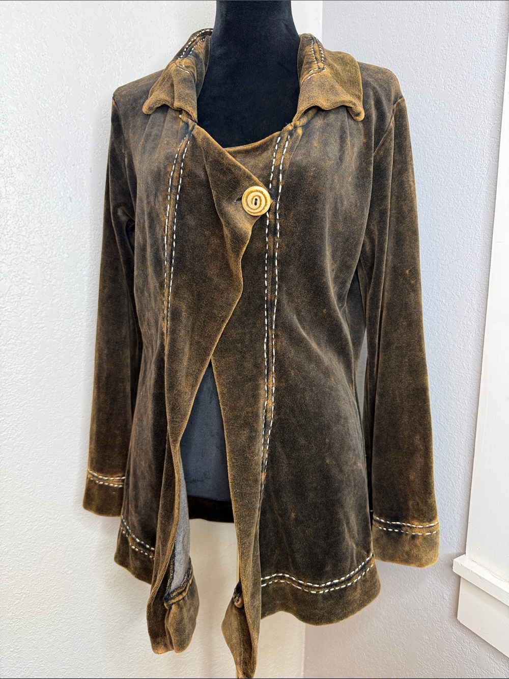 Rising International Brown Mineral Wash Cotton Jacket Size Small Earthy Boho
